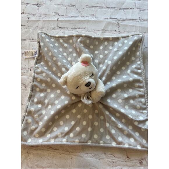 Carter's Just One You Gray & White Polka Dot Bear Flower Lovey Security Blanket - Picture 1 of 3